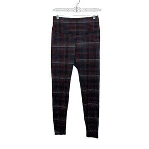 INC Womens Plaid High-Waisted pants Leggings In Burgundy & Blue SMAll
